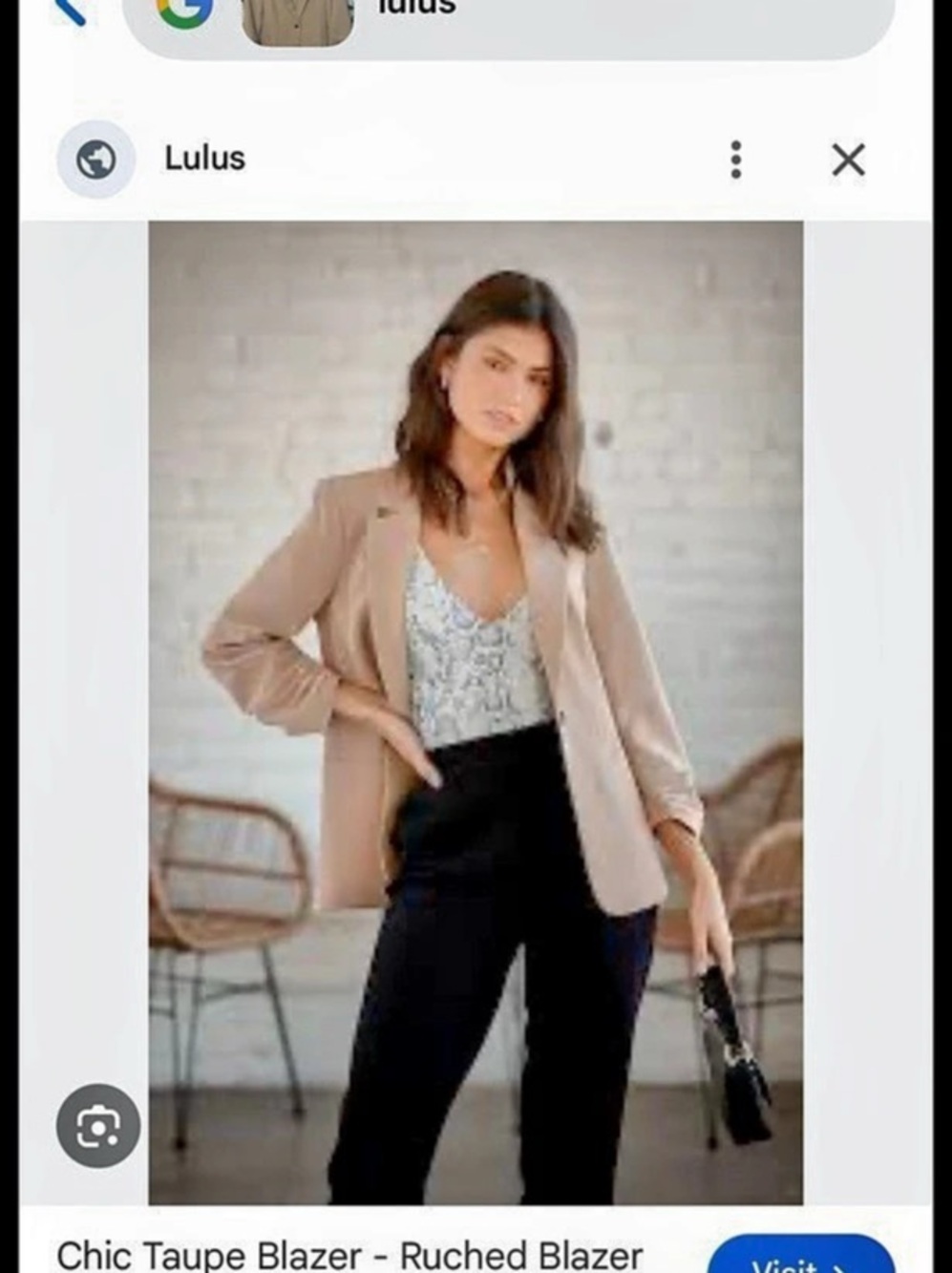 Lulus Chic Taupe Blazer Ruched Sleeve Pink Large